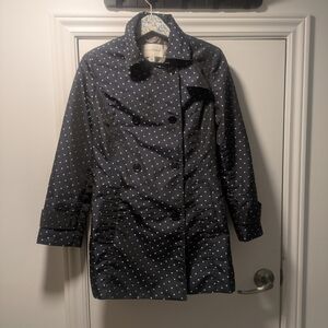 Banana Republic Navy and White Polka Dot Trench Coat
